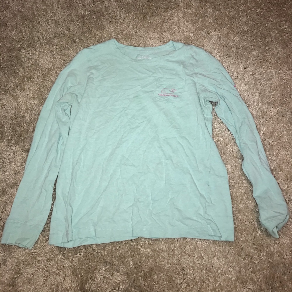 Vineyard Vines Long Sleeve Teal Vintage Whale Tee